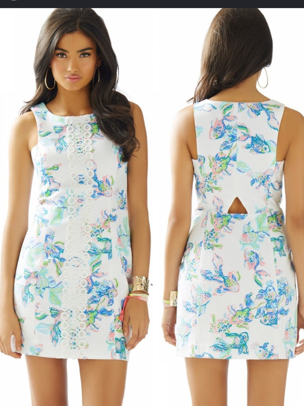 Lilly Pulitzer Cecily Dress Size 00White Mini Dress with Blue Green Floral Print